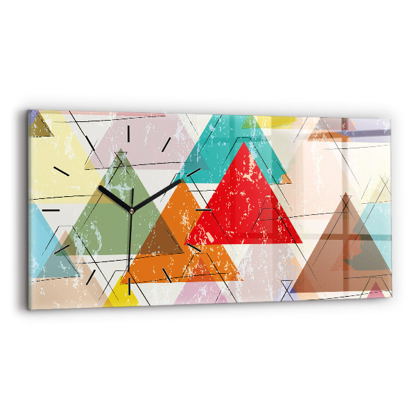 Horizontal wall clock Triangles geometric pattern