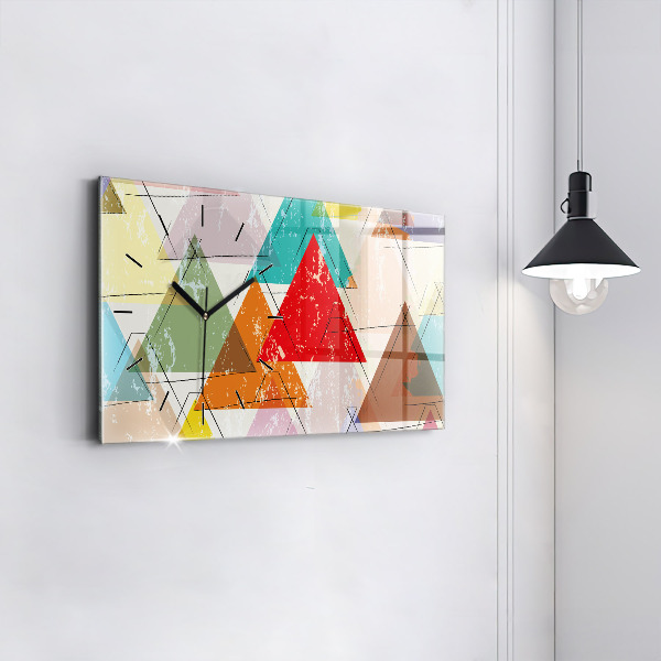 Horizontal wall clock Triangles geometric pattern