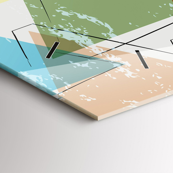 Horizontal wall clock Triangles geometric pattern