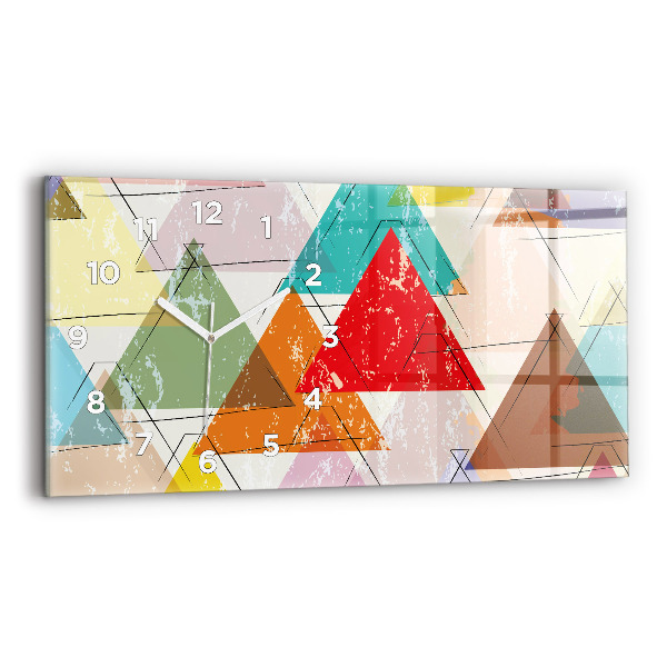 Horizontal wall clock Triangles geometric pattern