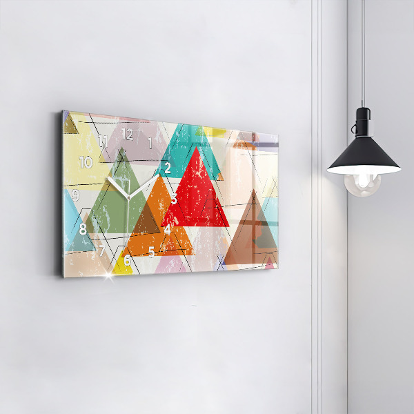 Horizontal wall clock Triangles geometric pattern