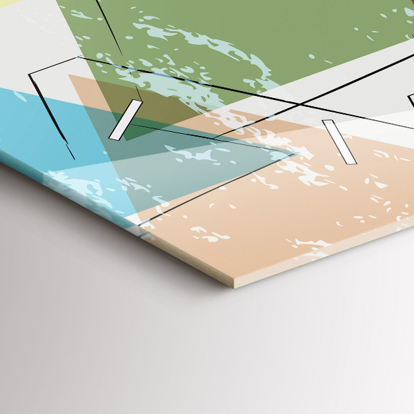 Horizontal wall clock Triangles geometric pattern