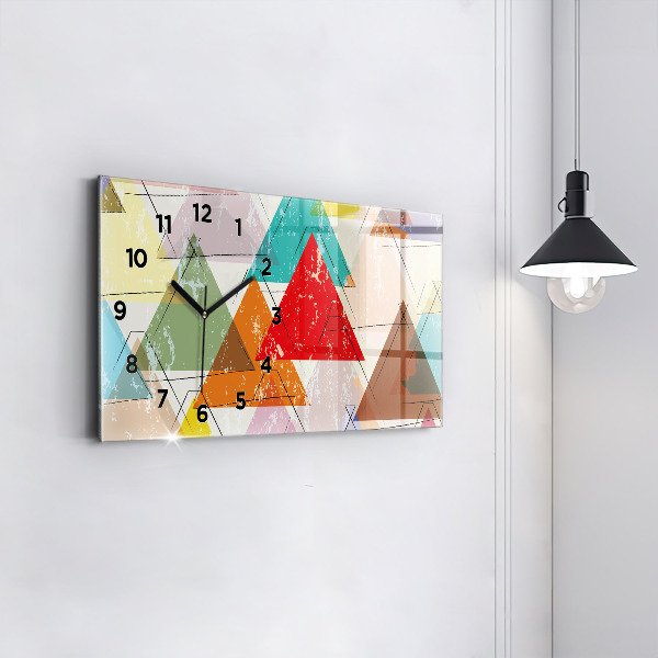 Horizontal wall clock Triangles geometric pattern