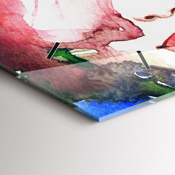 Horizontal wall clock colorful portrait of a woman