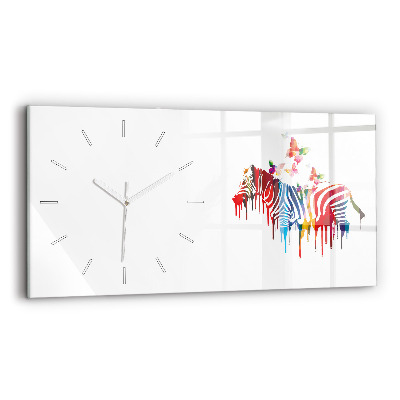 Horizontal wall clock Colorful zebra