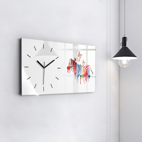 Horizontal wall clock Colorful zebra