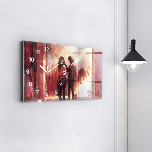 Horizontal wall clock Young couple in love