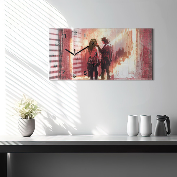 Horizontal wall clock Young couple in love