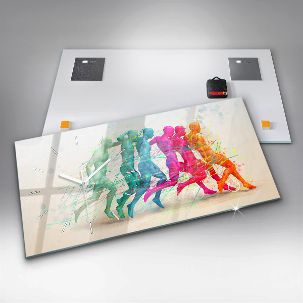 Horizontal wall clock Colorful people