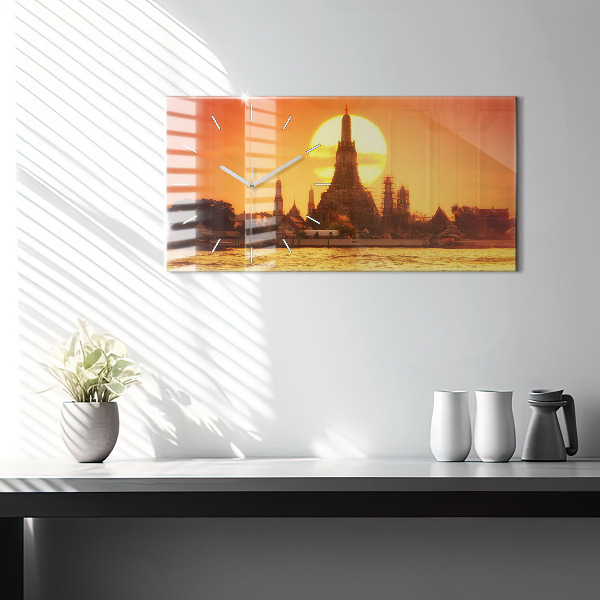 Horizontal wall clock Wat arun bangkok thailand
