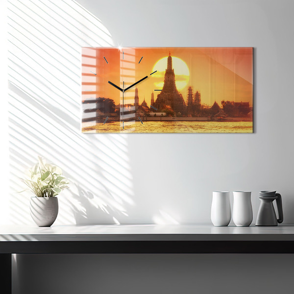 Horizontal wall clock Wat arun bangkok thailand