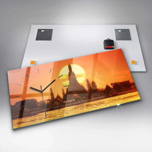 Horizontal wall clock Wat arun bangkok thailand