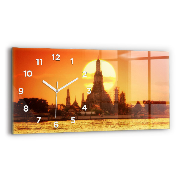 Horizontal wall clock Wat arun bangkok thailand