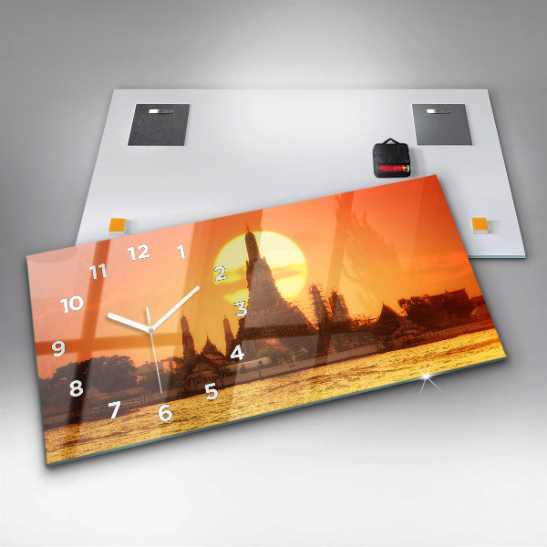 Horizontal wall clock Wat arun bangkok thailand