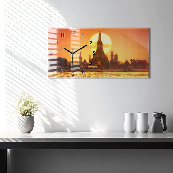 Horizontal wall clock Wat arun bangkok thailand