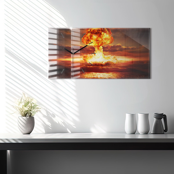Horizontal wall clock Atomic bomb explosion