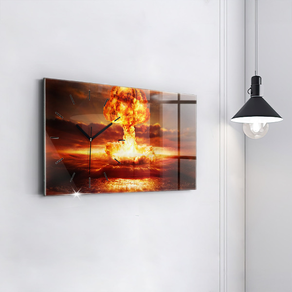 Horizontal wall clock Atomic bomb explosion