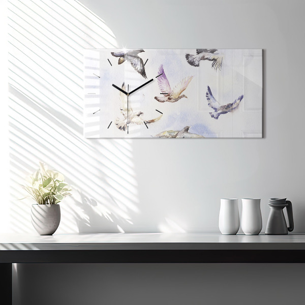 Horizontal wall clock Flying birds