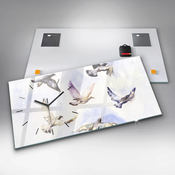 Horizontal wall clock Flying birds