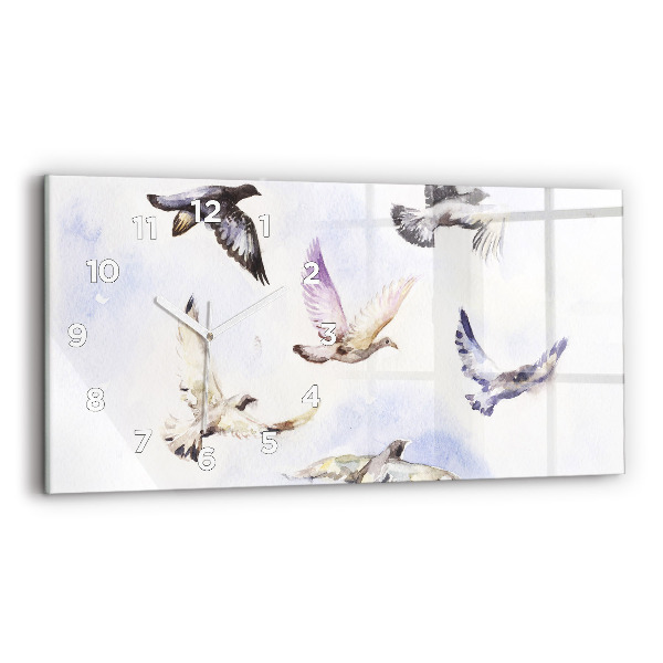 Horizontal wall clock Flying birds