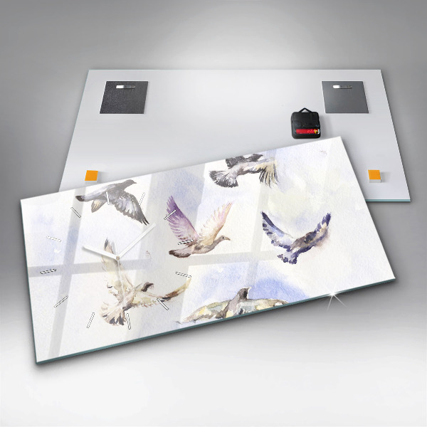 Horizontal wall clock Flying birds
