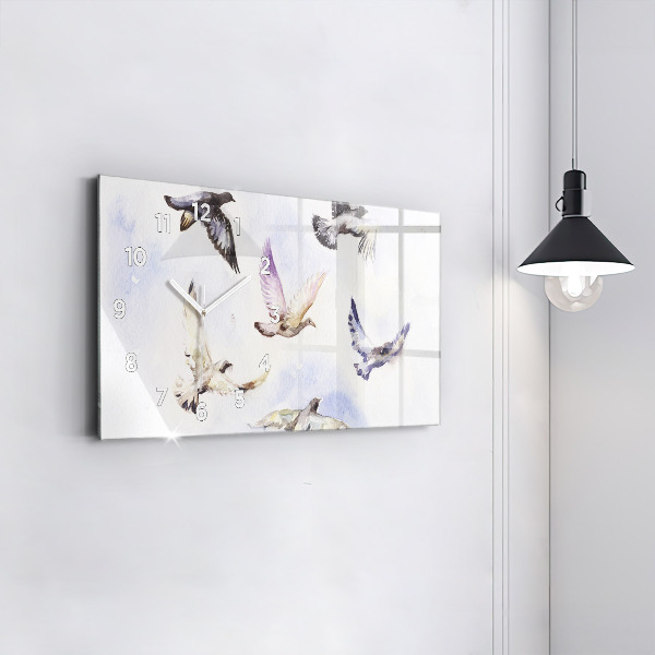 Horizontal wall clock Flying birds