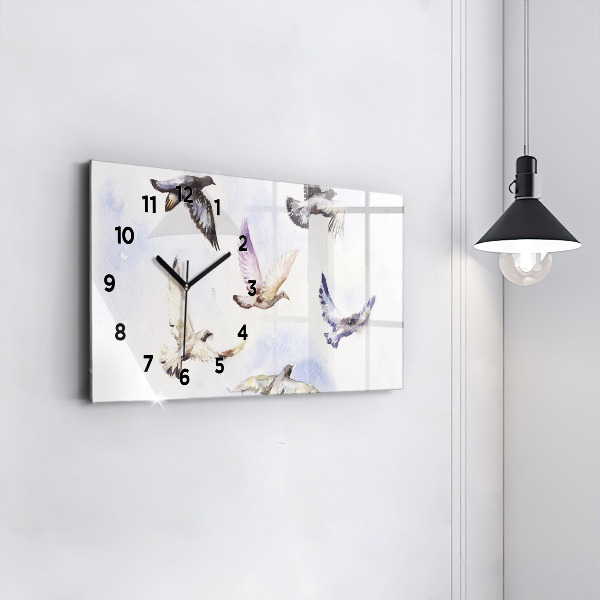 Horizontal wall clock Flying birds