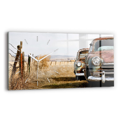 Horizontal wall clock Old cars