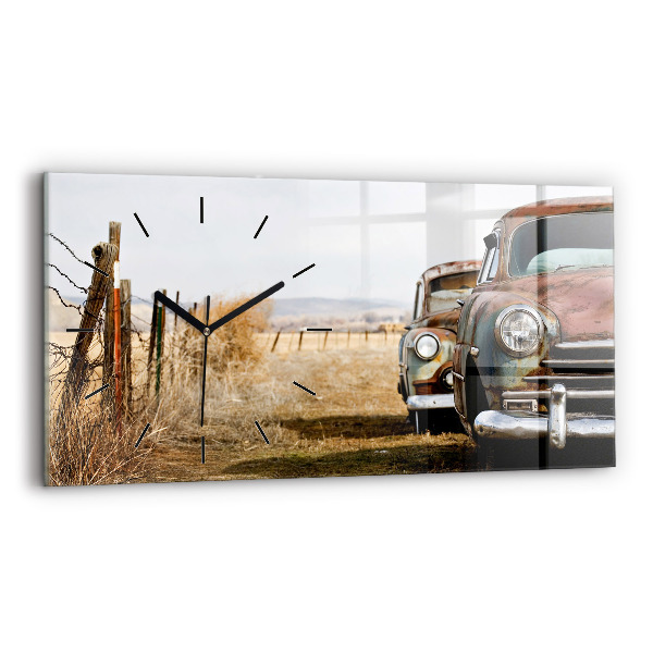 Horizontal wall clock Old cars
