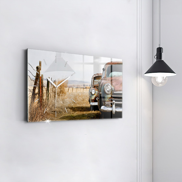 Horizontal wall clock Old cars