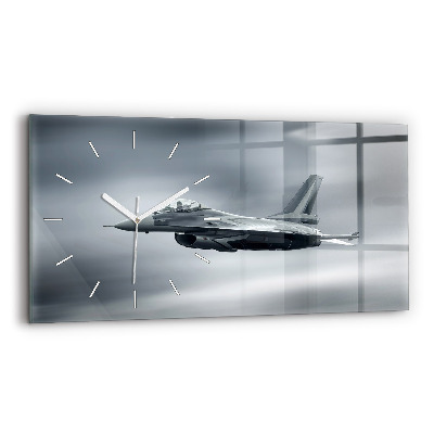 Horizontal wall clock Military aircraft in flight