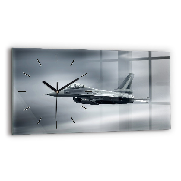 Horizontal wall clock Military aircraft in flight