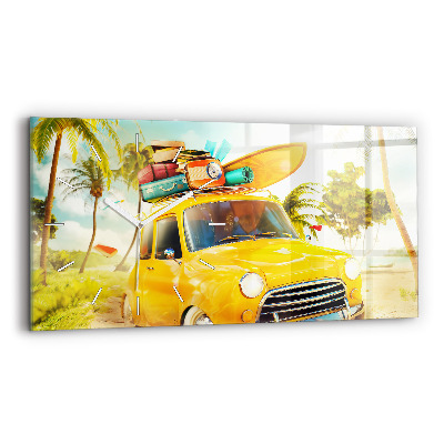 Horizontal wall clock Car with surfboard