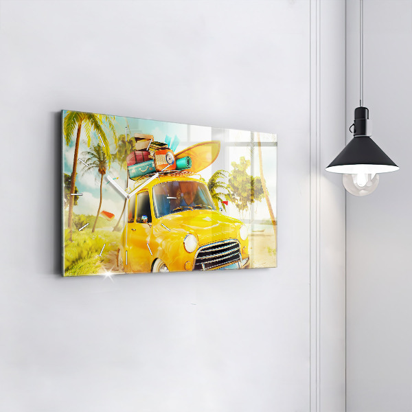 Horizontal wall clock Car with surfboard