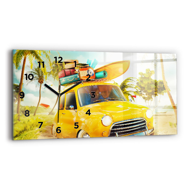 Horizontal wall clock Car with surfboard