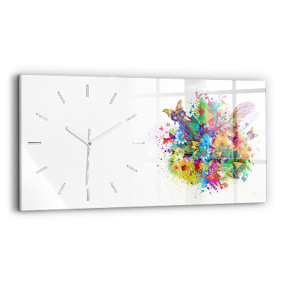 Horizontal wall clock Floral harmony with butterflies
