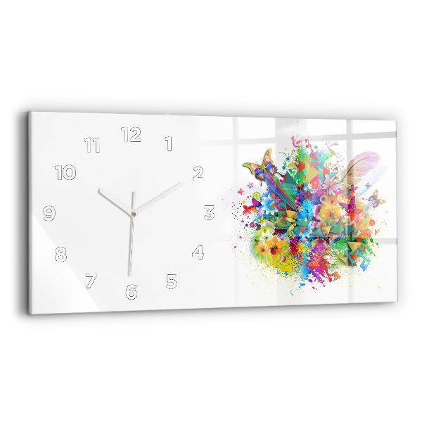 Horizontal wall clock Floral harmony with butterflies