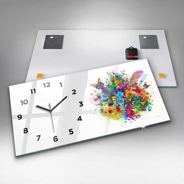 Horizontal wall clock Floral harmony with butterflies