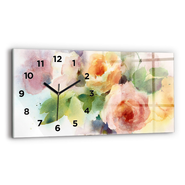 Horizontal wall clock Roses In A Vase Watercolor