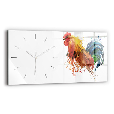 Horizontal wall clock Colorful rooster