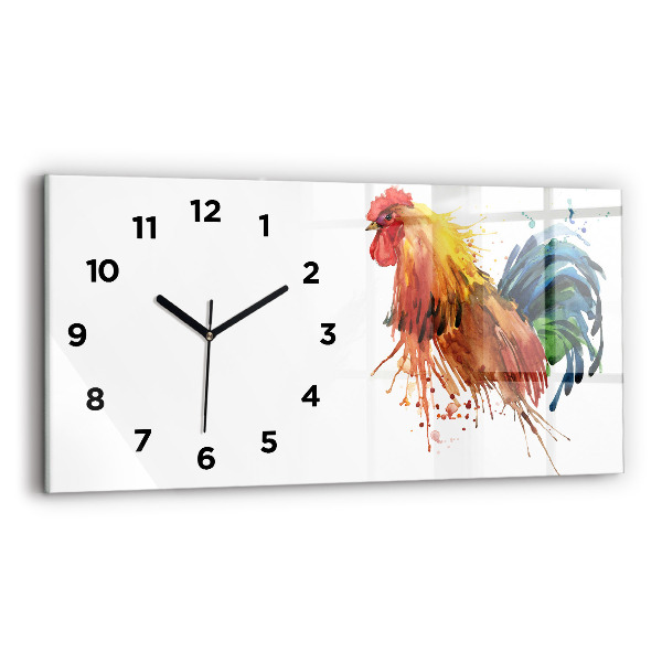 Horizontal wall clock Colorful rooster