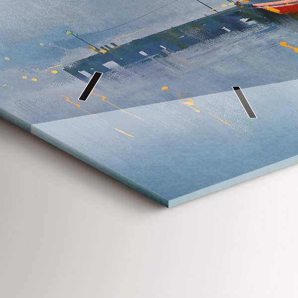 Horizontal wall clock Fishing boat in port
