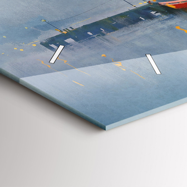 Horizontal wall clock Fishing boat in port