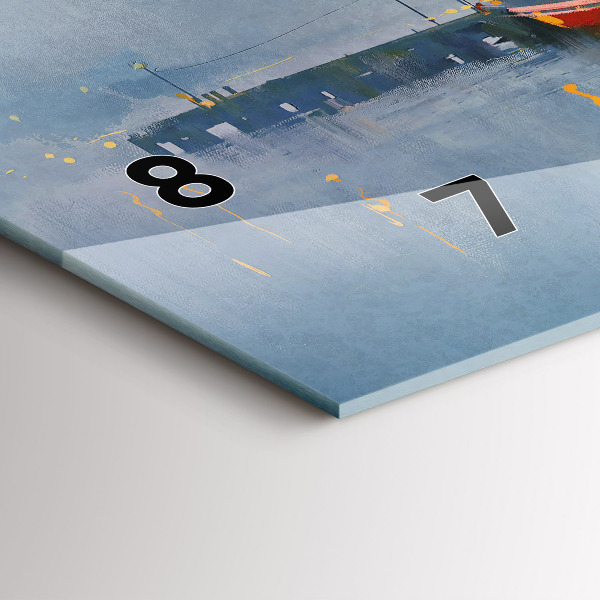 Horizontal wall clock Fishing boat in port