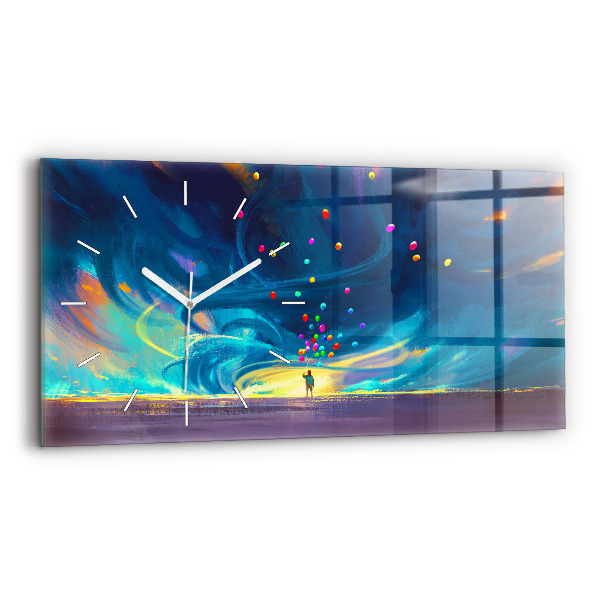 Horizontal wall clock Baby and balloons