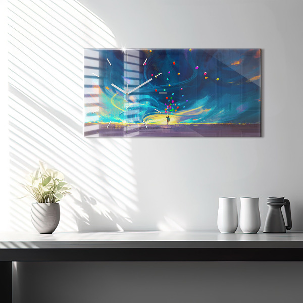 Horizontal wall clock Baby and balloons