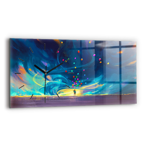 Horizontal wall clock Baby and balloons