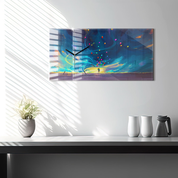 Horizontal wall clock Baby and balloons