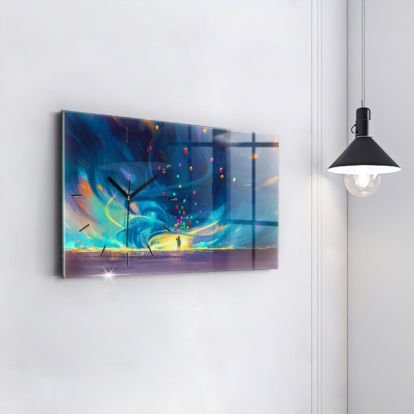 Horizontal wall clock Baby and balloons