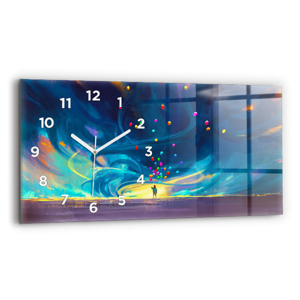 Horizontal wall clock Baby and balloons